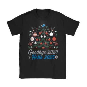 Detroit Lions Happy New Year NFL Gift For Fan Goodbye 2024 Hello 2025 Unisex T-Shirt Cotton Tee TAT22562
