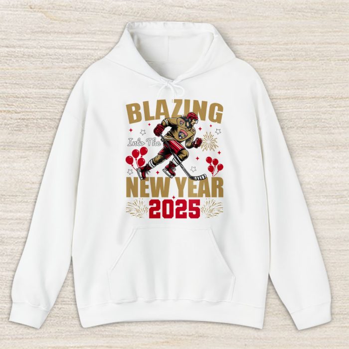 Florida Panthers Blazing Into The New Year NHL Gift For Fan Hello 2025 Unisex Hoodie TAH22594