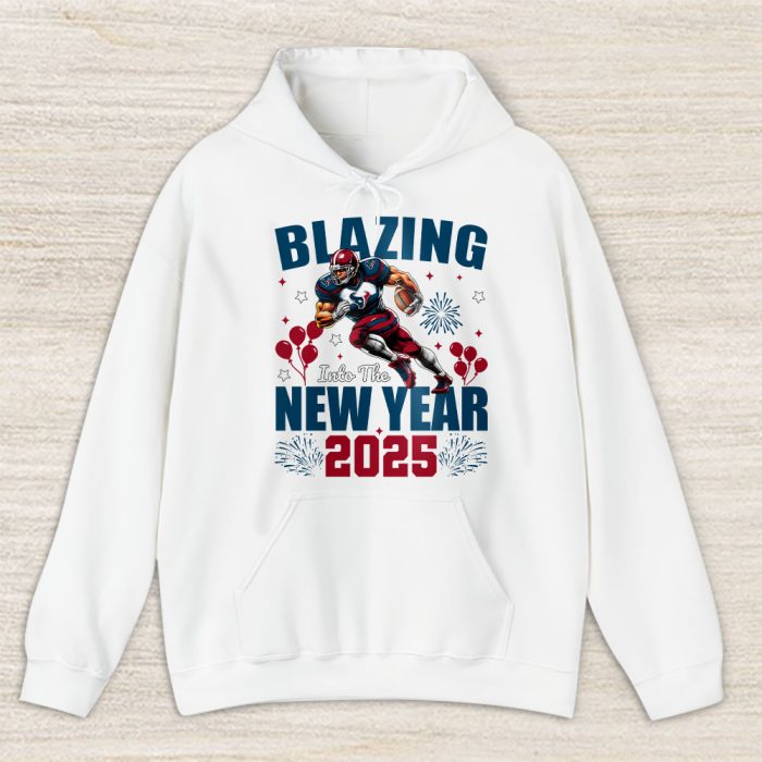 Houston Texans Blazing New Year NFL Gift For Fan Hello 2025 Unisex Hoodie TAH22627