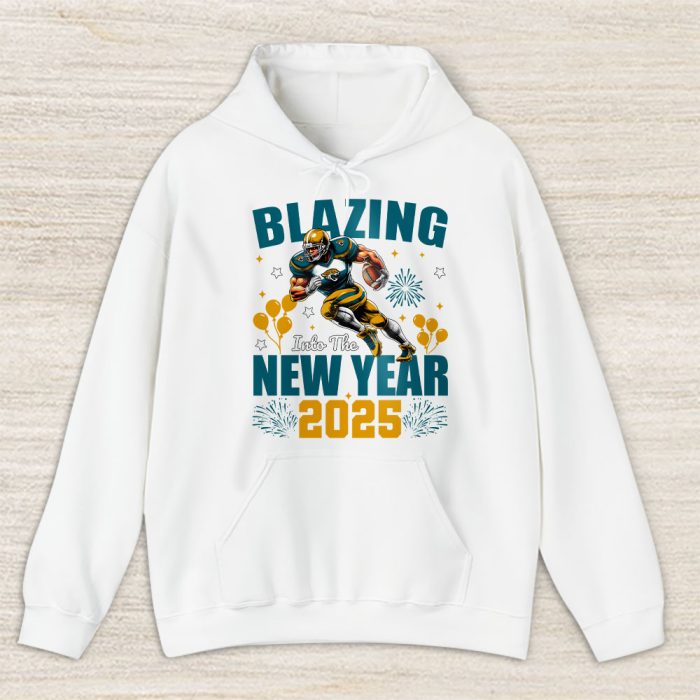 Jacksonville Jaguars Blazing New Year NFL Gift For Fan Hello 2025 Unisex Hoodie TAH22671