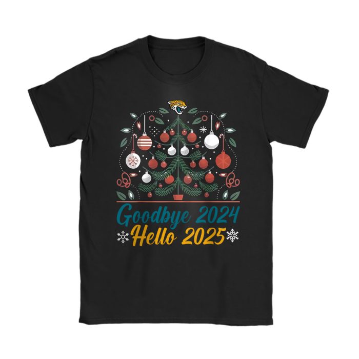 Jacksonville Jaguars Happy New Year NFL Gift For Fan Goodbye 2024 Hello 2025 Unisex T-Shirt Cotton Tee TAT22660