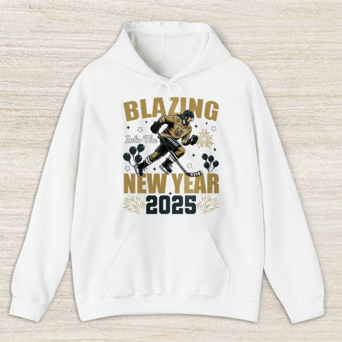 Las Vegas Golden Knights Blazing Into The New Year NHL Gift For Fan Hello 2025 Unisex Hoodie TAH22765