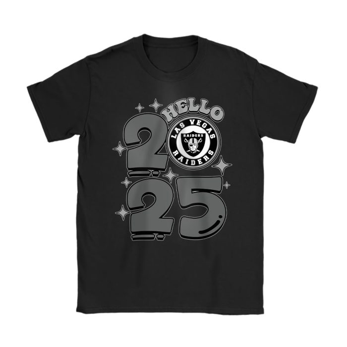 Las Vegas Raiders Happy New Year NFL Gift For Fan Hello 2025 Unisex T-Shirt Cotton Tee TAT22752
