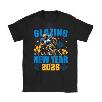 Los Angeles Chargers Blazing New Year NFL Gift For Fan Hello 2025 Unisex T-Shirt Cotton Tee TAT22711