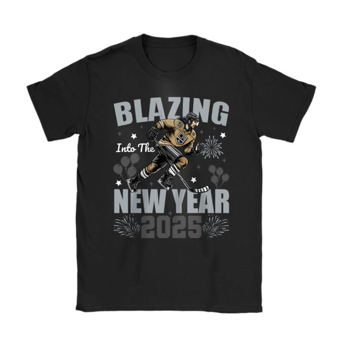 Los Angeles Kings Blazing Into The New Year NHL Gift For Fan Hello 2025 Unisex T-Shirt Cotton Tee TAT22727