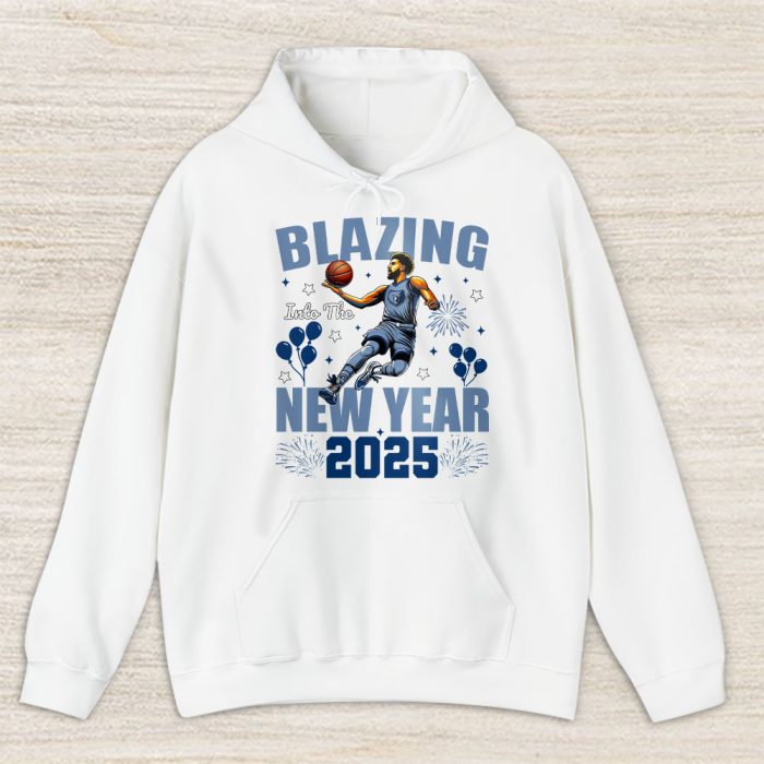 Memphis Grizzlies Blazing Into The New Year NBA Gift For Fan Hello 2025 Unisex Hoodie TAH22775
