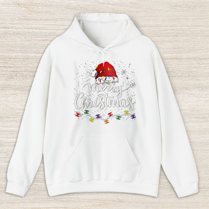 Merry Christmas Lights Red Santa Hat Xmas Chanel Unisex Hoodie TAH22114