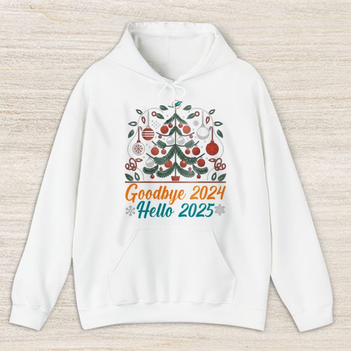 Miami Dolphins Happy New Year NFL Gift For Fan Goodbye 2024 Hello 2025 Unisex Hoodie TAH22778
