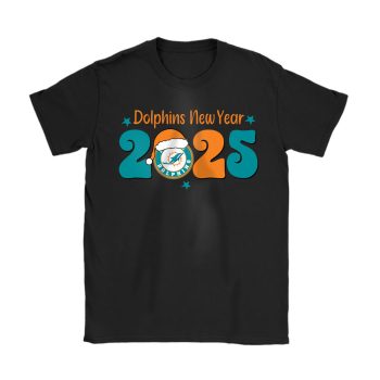 Miami Dolphins Happy New Year NFL Gift For Fan Hello 2025 Unisex T-Shirt Cotton Tee TAT22782