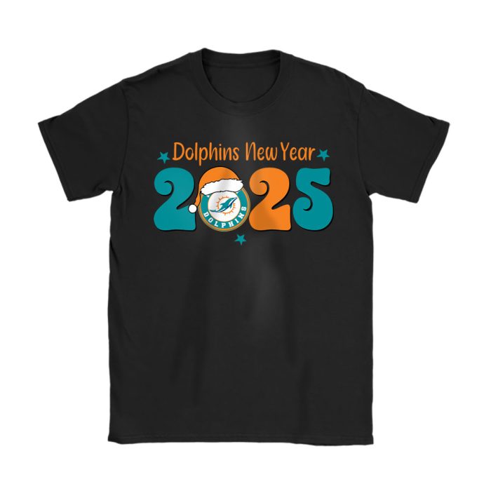 Miami Dolphins Happy New Year NFL Gift For Fan Hello 2025 Unisex T-Shirt Cotton Tee TAT22782