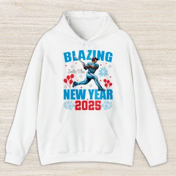 Miami Marlins Blazing Into The New Year MLB Gift For Fan Hello 2025 Unisex Hoodie TAH22800
