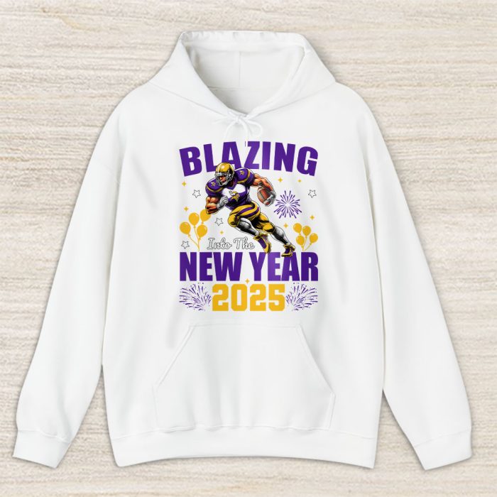 Minnesota Vikings Blazing New Year NFL Gift For Fan Hello 2025 Unisex Hoodie TAH22825
