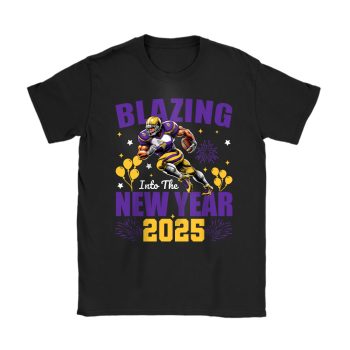 Minnesota Vikings Blazing New Year NFL Gift For Fan Hello 2025 Unisex T-Shirt Cotton Tee TAT22825