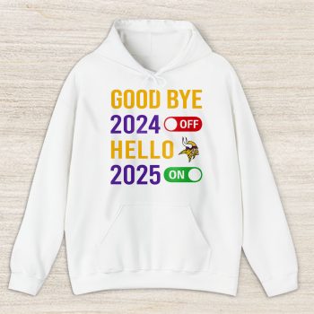 Minnesota Vikings Happy New Year NFL Gift For Fan Goodbye 2024 Hello 2025 Unisex Hoodie TAH22815