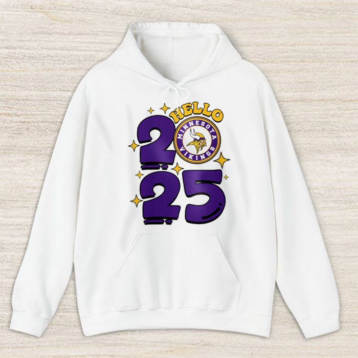 Minnesota Vikings Happy New Year NFL Gift For Fan Hello 2025 Unisex Hoodie TAH22817