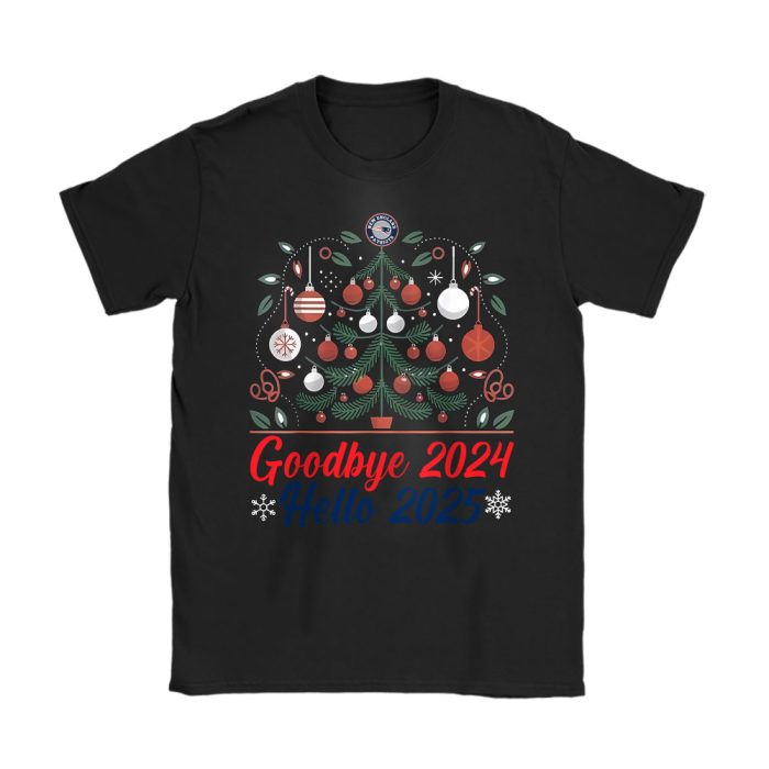 New England Patriots Happy New Year NFL Gift For Fan Goodbye 2024 Hello 2025 Unisex T-Shirt Cotton Tee TAT22844