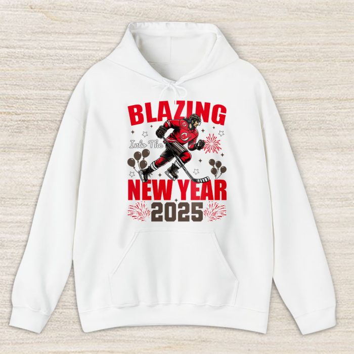 New Jersey Devils Blazing Into The New Year NHL Gift For Fan Hello 2025 Unisex Hoodie TAH22860