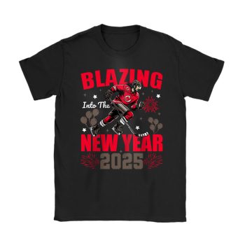 New Jersey Devils Blazing Into The New Year NHL Gift For Fan Hello 2025 Unisex T-Shirt Cotton Tee TAT22860