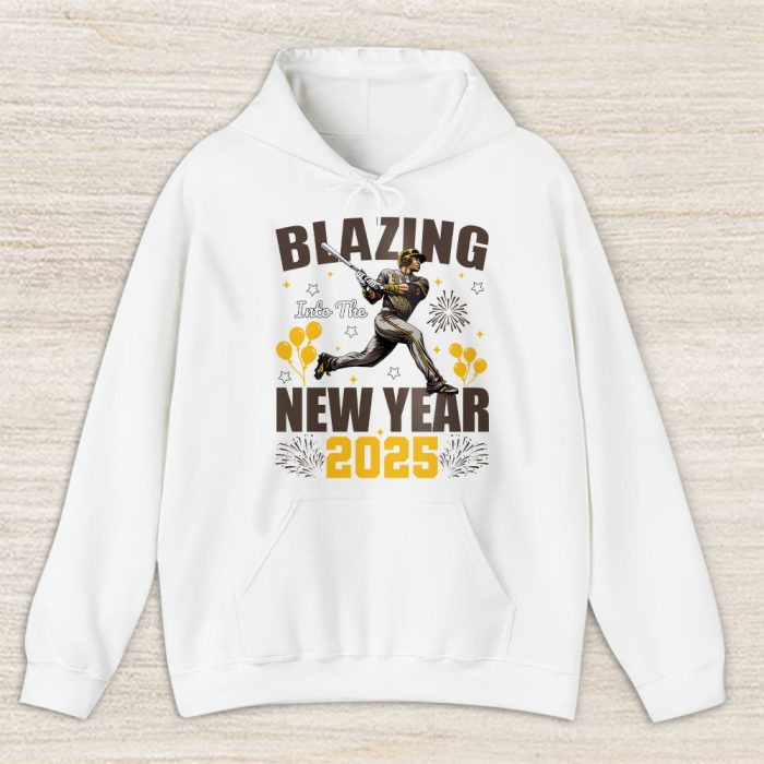 San Diego Padres Blazing Into The New Year MLB Gift For Fan Hello 2025 Unisex Hoodie TAH23041