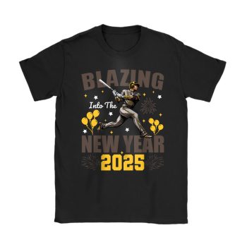 San Diego Padres Blazing Into The New Year MLB Gift For Fan Hello 2025 Unisex T-Shirt Cotton Tee TAT23041