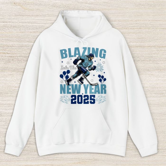 Seattle Kraken Blazing Into The New Year NHL Gift For Fan Hello 2025 Unisex Hoodie TAH23066