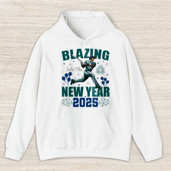 Seattle Mariners Blazing Into The New Year MLB Gift For Fan Hello 2025 Unisex Hoodie TAH23061