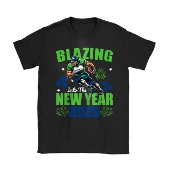 Seattle Seahawks Blazing New Year NFL Gift For Fan Hello 2025 Unisex T-Shirt Cotton Tee TAT23055