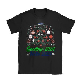 Seattle Seahawks Happy New Year NFL Gift For Fan Goodbye 2024 Hello 2025 Unisex T-Shirt Cotton Tee TAT23044