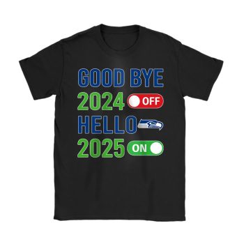 Seattle Seahawks Happy New Year NFL Gift For Fan Goodbye 2024 Hello 2025 Unisex T-Shirt Cotton Tee TAT23045