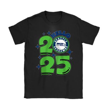 Seattle Seahawks Happy New Year NFL Gift For Fan Hello 2025 Unisex T-Shirt Cotton Tee TAT23047
