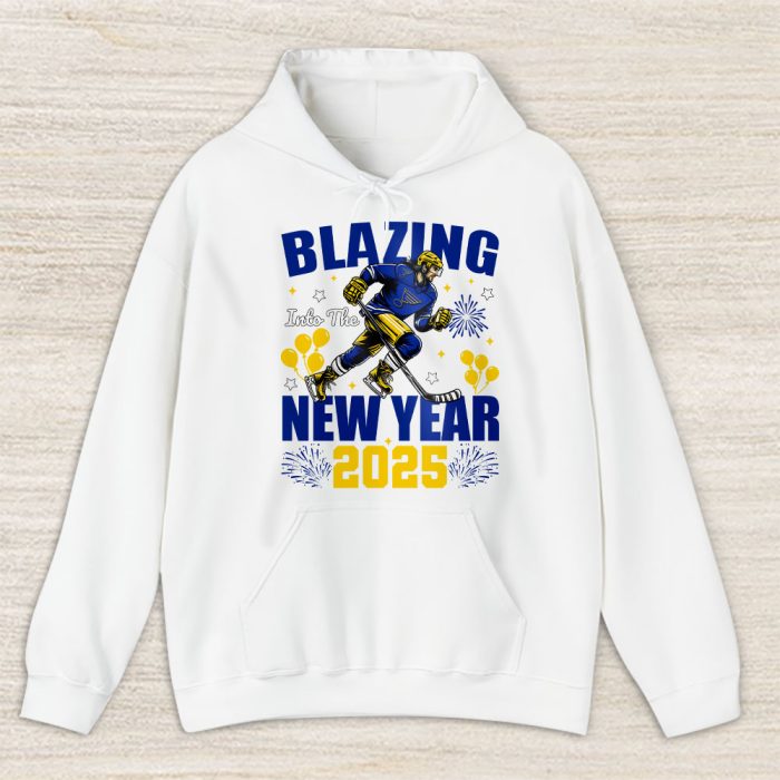 St. Louis Blues Blazing Into The New Year NHL Gift For Fan Hello 2025 Unisex Hoodie TAH23102