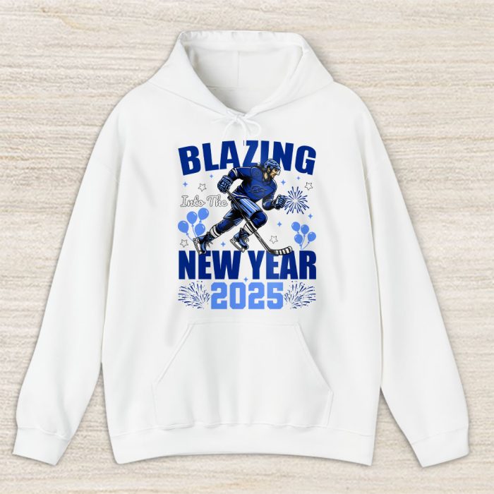 Tampa Bay Lightning Blazing Into The New Year NHL Gift For Fan Hello 2025 Unisex Hoodie TAH23127