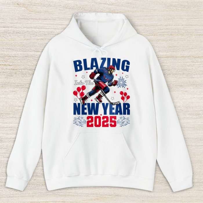 Washington Capitals Blazing Into The New Year NHL Gift For Fan Hello 2025 Unisex Hoodie TAH22366
